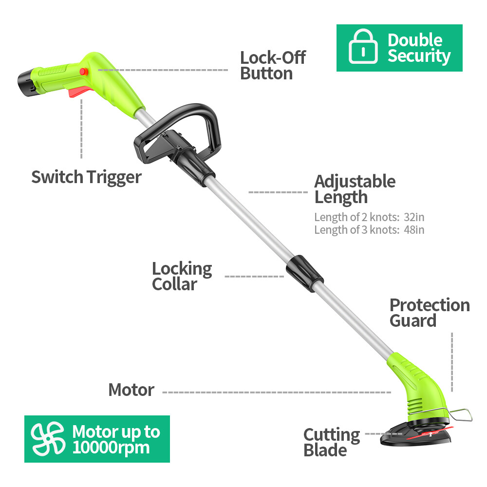 GardenJoy 12V Battery & Charger for Cordless Grass Trimmer Cutter and