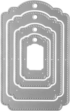Metal Four Hanging Tags Cutting Dies,4Pcs/Set Label Tags Layering Die Cuts Embos