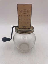 Androck Vintage Uniform Nutmeat Chopper Glass Jar Crank Handle Classic Kitchen T