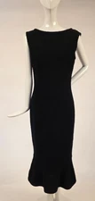 VINTAGE DESIGNER JOHN GALLIANO BLACK NUBBY KNIT DRESS W FLARING HEM