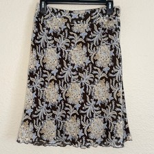 Vintage Y2K Cottage Brown Floral Paisley Silk Midi Skirt 2P Earthy Forest Fairy