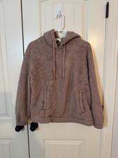 Women's Brown Fleece Pullover Hoodie Hooded Pockets Long Sleeve