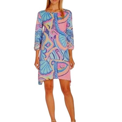 Lilly Pulitzer Edna Boatneck Jersey Swing Dress Mosaic Tile Wave Reduced Small