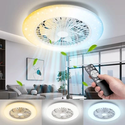 MELC VENTILATORE PLAFONIERA LED DA SOFFITTO E27 REGOLABILE TELECOMANDO 30W