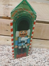 Taiwan 7.5" Wood Nutcracker in Original Box NEVER USED Blue And White 