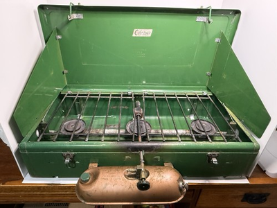#ad #ad Vintage Coleman Model 426B Triple 3 Burner Green Gas Camping Stove $129.99