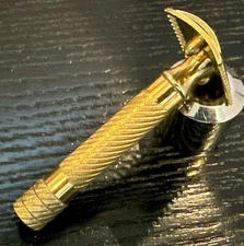 Vintage 1916 Gold Gillette Bulldog/Barber Pole Handle/NO CRACKS