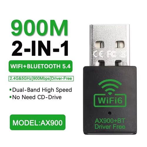 Wifi 6 AX900M 802.11AX + Bluetooth  Mini USB Dongle  Dual Band for PC Win 10/11