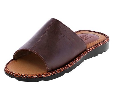 Mens Brown Sandals Mexican Huaraches Genuine Leather Hand Woven Slides Open Toe