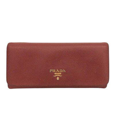 Prada Saffiano Leather Long Bifold Wallet Red