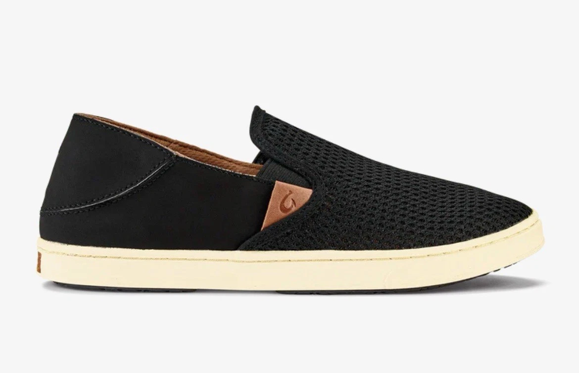 Olukai Pehuea Black Mesh Slip On Comfort Shoes Women's Size 8 US