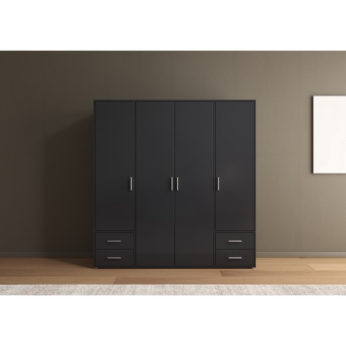 Drehtürenschrank - grau metallic - 187 cm Kleiderschrank Schrank - Bild 6 von 10