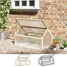 Wood Cold Frame Greenhouse Garden Polycarbonate Grow House for Plants Flowers