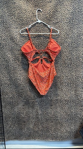 California Sunshine Orange Floral Swimsuit No - Picture 3 of 7