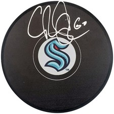 Chris Driedger Signed Official Seattle Kraken Logo Puck Fanatics Holo