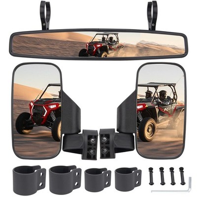 UTV Side Rear View Mirror With 1.75'' to 2'' Roll Bar Cage 5'' x 7.5'', Black 