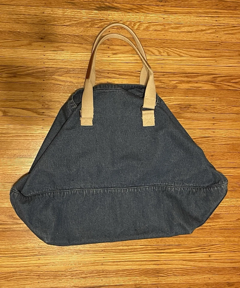 Vintage Gap Blue Denim Weekender Oversized Tote Leather & Canvas Straps NWOT - Image 2 of 4