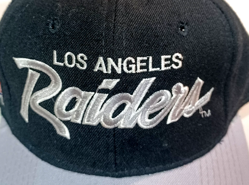 Vintage 90's Los Angeles Raiders Script Fitted Hat 7 1/4 Sports Specialties VTG - Image 3 of 4