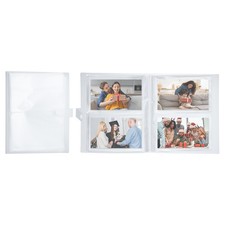 2 Pocket Photo Album, 6 Inch Scrapbook Holds 200 Cards with Snap, Transparent