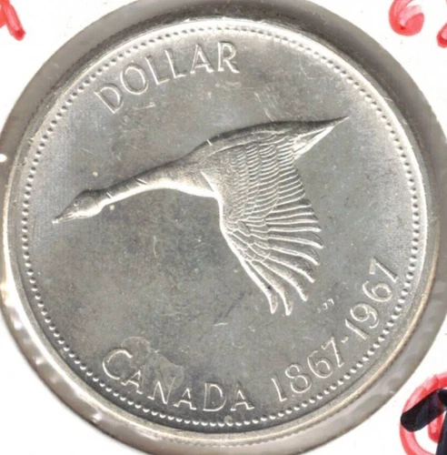 1967 Canadian Silver Uncirculated QEII & Goose One Dollar Coin! #1
