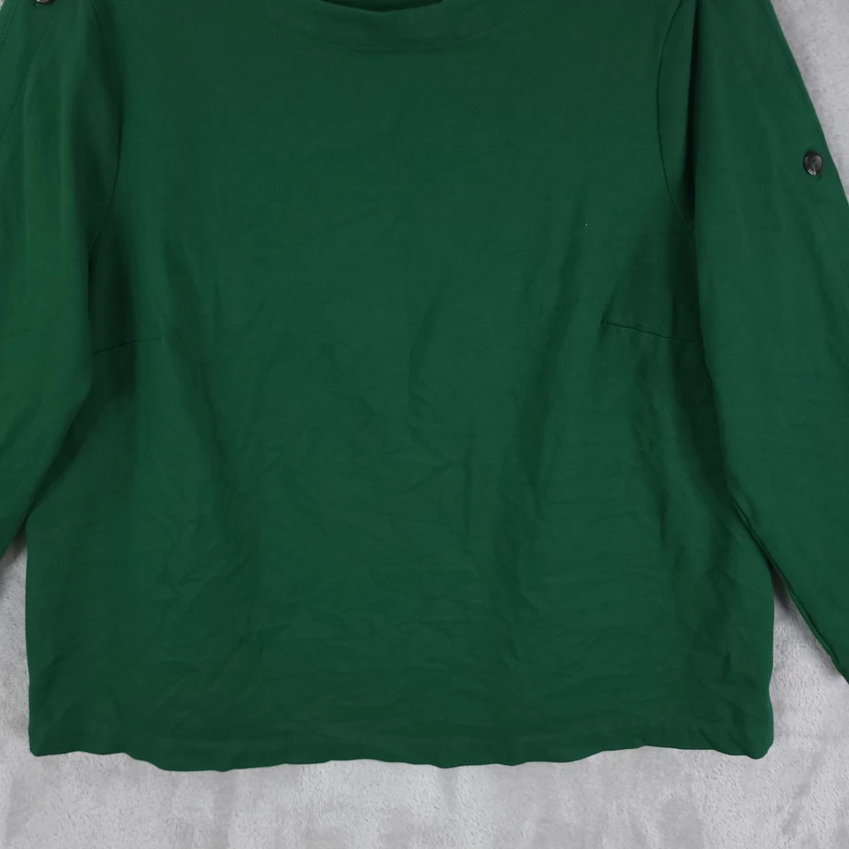 J Jill Ponte женщин Топ рубашка женщин зеленый плюс размер 2 X длинным рукавом кнопка рукав - Изображение 2 из 4