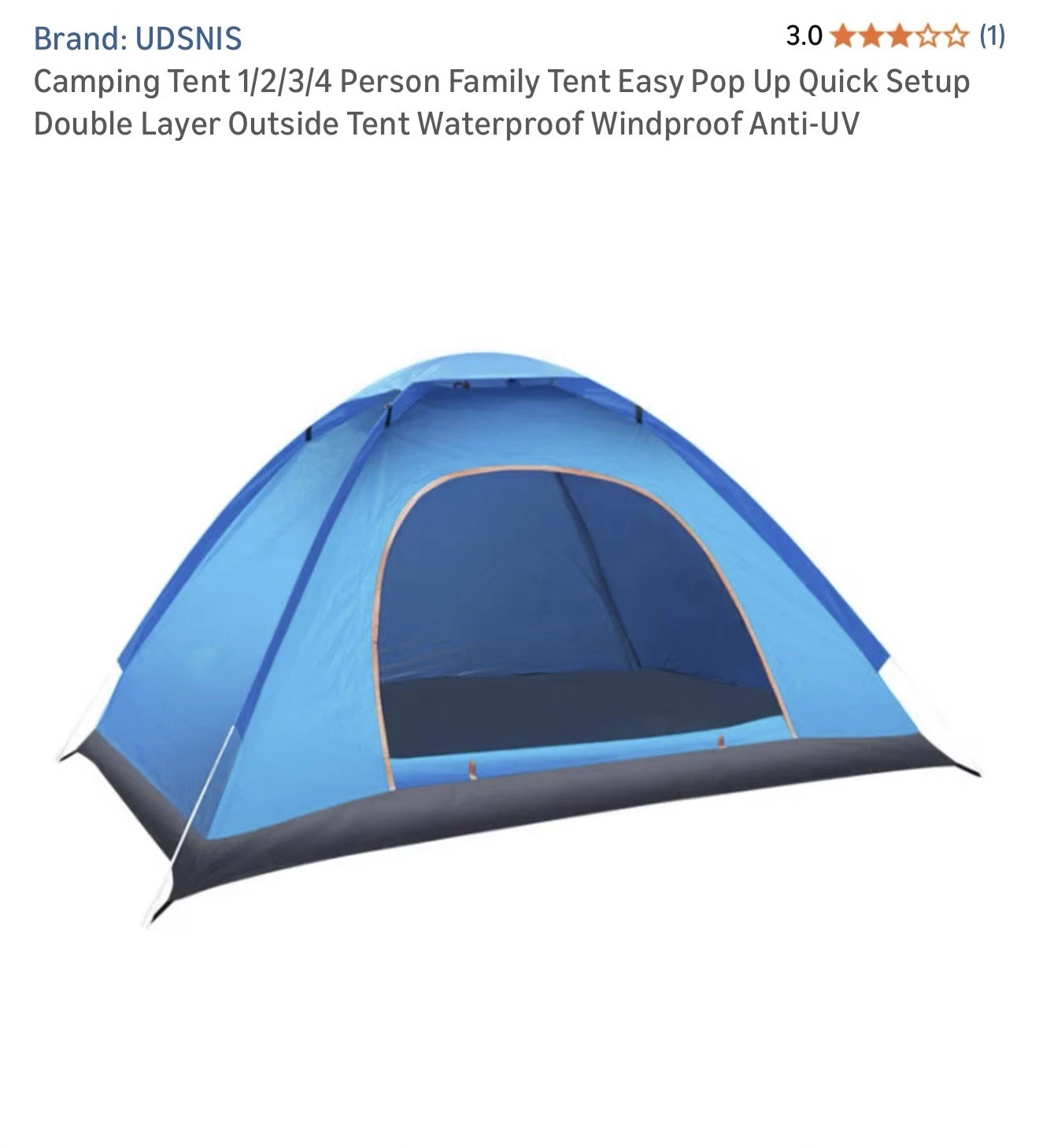 Camping Tent 1/2/3/4 Person Family Tent Easy Pop Up, Quick Setup Double Layer