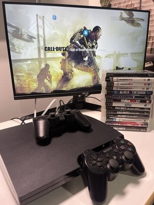 PS3 Slim Console CECH-2501A Bundle 14 Games Controllers Cables Tested Working