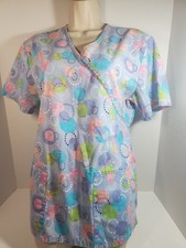 SB Scrubs Lavender Polka Dot Women's Scrub Top Size Small S