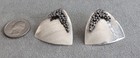 Vtg MODERNIST Caviar STERLING Silver Big Triangular EARRINGS Artist-Signed 1.5" — photo 6