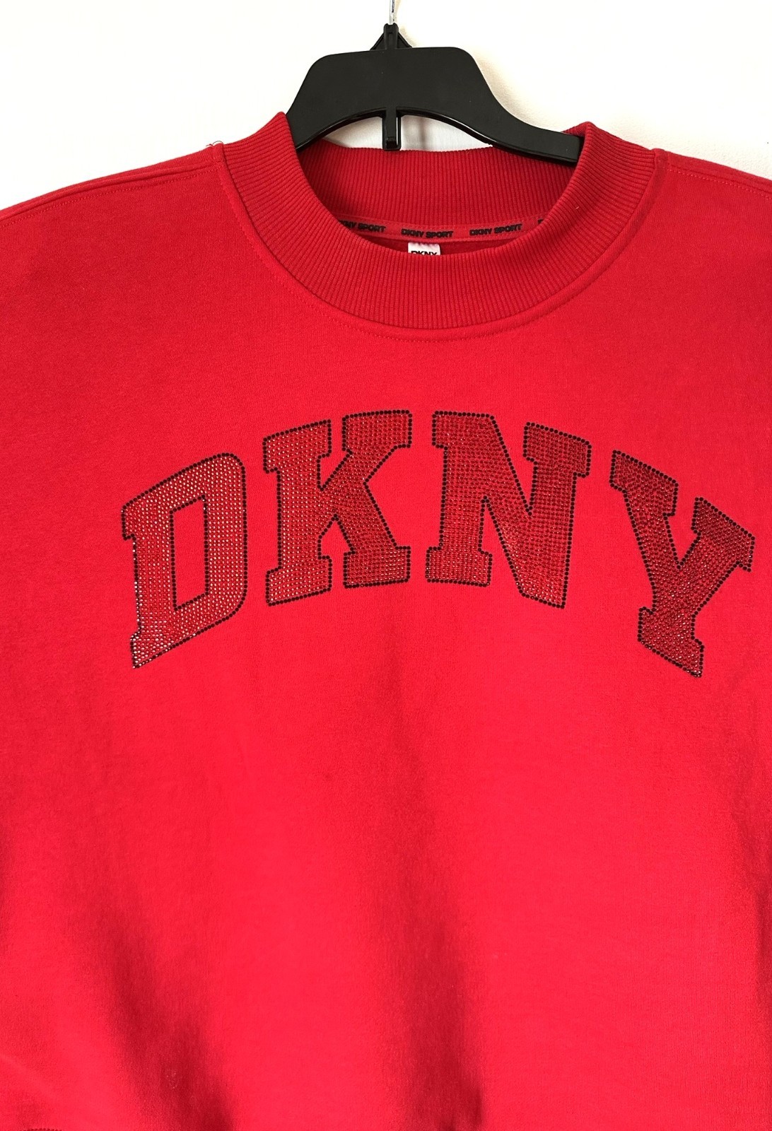 DKNY  RED Exploded Rhinestone LOGO Pullover Fleec… - image 3