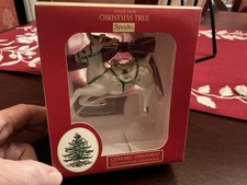 SPODE Christmas Tree Porcelain Reindeer Christmas Ornament NEW