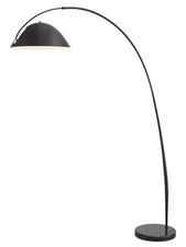 Arc floor lamp with metal shade. Adjustable standing light, metal base. Black.