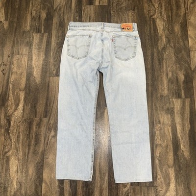Levi's 505 Straight Leg Regular Fit Light Wash Denim Jeans Men's Size 36x32