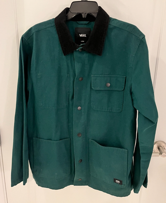 NWOT Vans Jacket Mens LARGE Green Drill Chore Coat Utility Snap