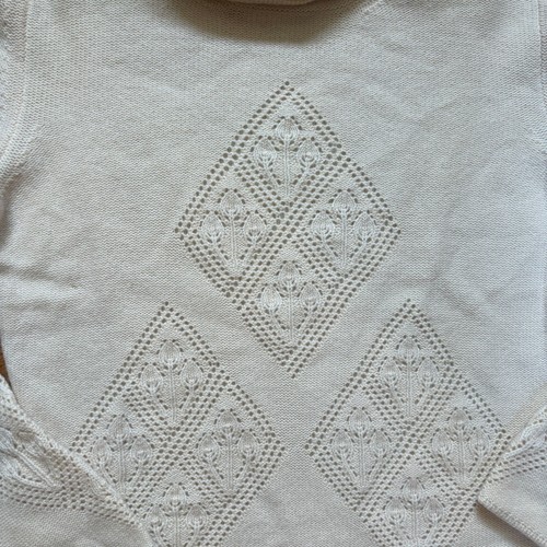Maria Sartini ivory cashmere turtleneck geometric sweater SIZE XL - Picture 3 of 6