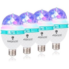 4 PCS RGB Color Rotating Bulb E26 LED Strobe Stage Light Disco Party Decor