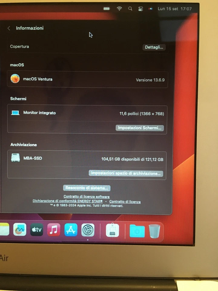 MacBook Air A1465 11" I5 1,4GHz Ram 4GB SSD 128 GB + caricatore Apple 60w - Immagine 3 di 4