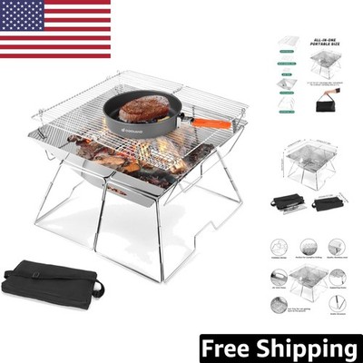 Lightweight Folding Grill for Charcoal Cooking - Perfect for Adventure Lovers