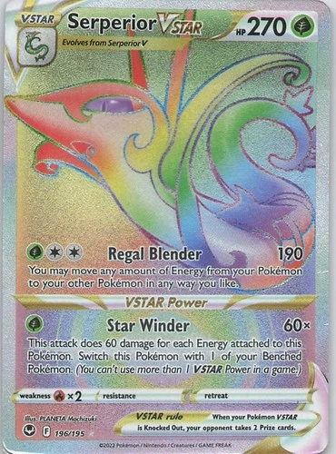 Serperior VSTAR (Secret) Holo Secret Rare SWSH12: Silver Tempest 196/195 HP