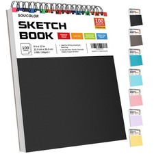 9" x 12" Sketch Book 100 Sheets Top Spiral Bound Sketchbook 68lb/100gsm New