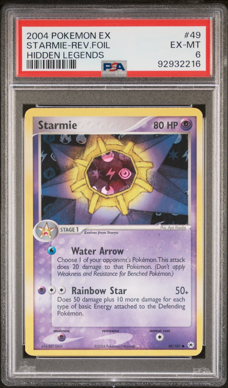 PSA 6 Starmie Reverse Holo 49/101 Hidden Legends 2004 Pokemon Card