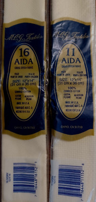 AIDA CLOTH-M.C.G. TEXTILES -16 COUNT AND 11 COUNT-12'' X 14'' EACH
