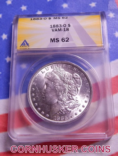 1883-O MORGAN SILVER DOLLAR ANACS MS 62 VAM-18- GREAT EYE APPEAL ~ $90+ MELT 👀