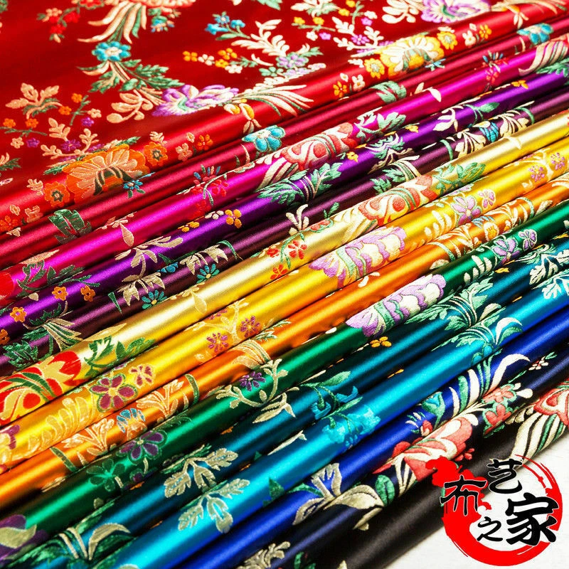 Satin Kunstseide Stoff Chinesisch Begonie Blumenmuster Damast Brokat Nähen Tüte - Bild 4 von 4