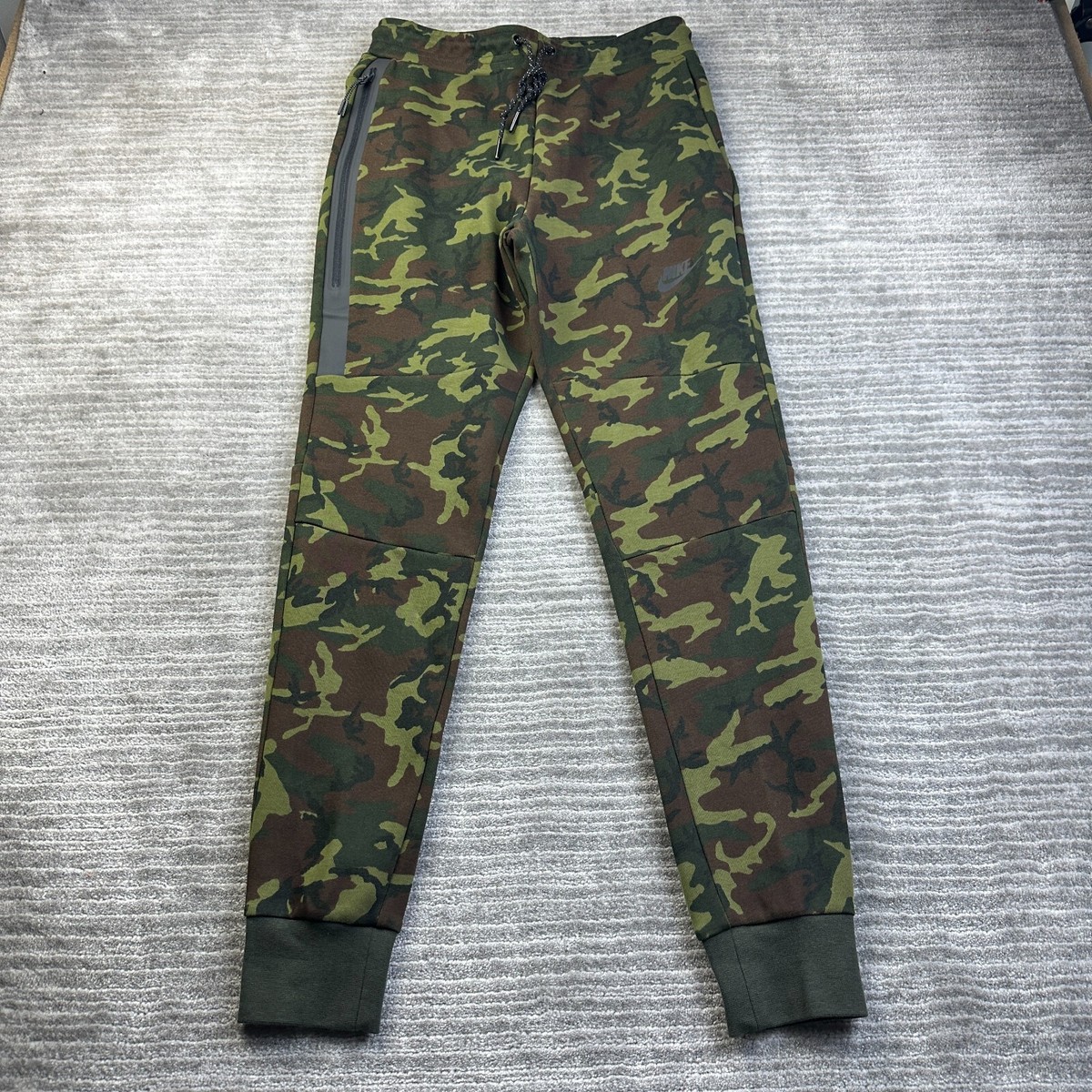 Nike Tech Fleece Pants Mens Small Green Camo Joggers FN3925-355