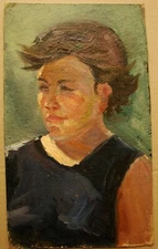 Ukrainian Soviet Oil Painting realism portrait girl sportswoman 