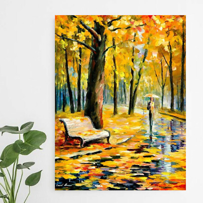 Leonid Afremov FALL RAIN IN PARK 24''x30'' LIMITED EDITION GICLEE ORIGINAL