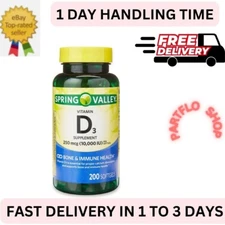 Spring Valley Vitamin D3, 25 Mcg (1,000 IU) Softgels, 200 Count