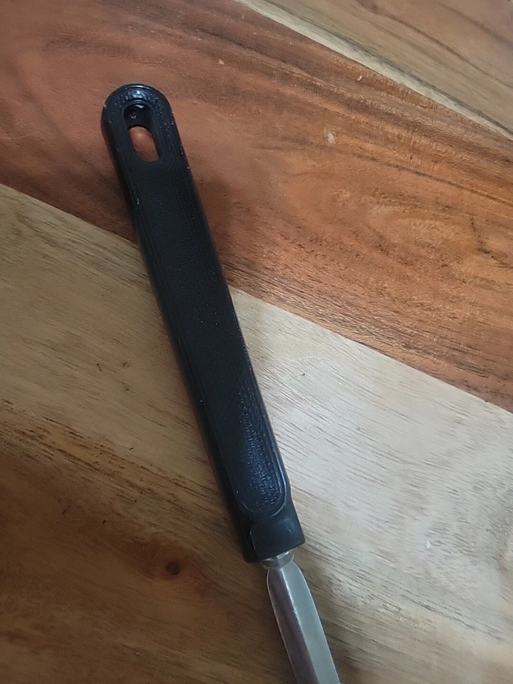 EKCO Metal Keyhole Slotted Spoon - Black Plast Handle - USA - VINTAGE - Image 2 of 4