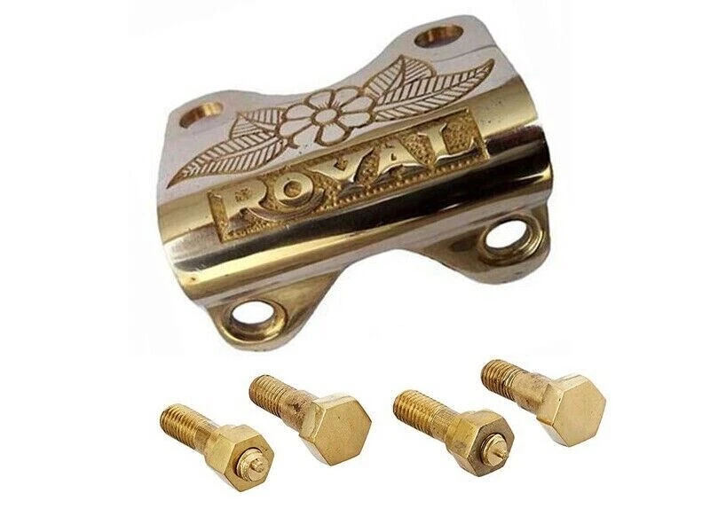 Brass Handle Bar Clip Clamp & Bolt For Royal Enfield Bullet @UK